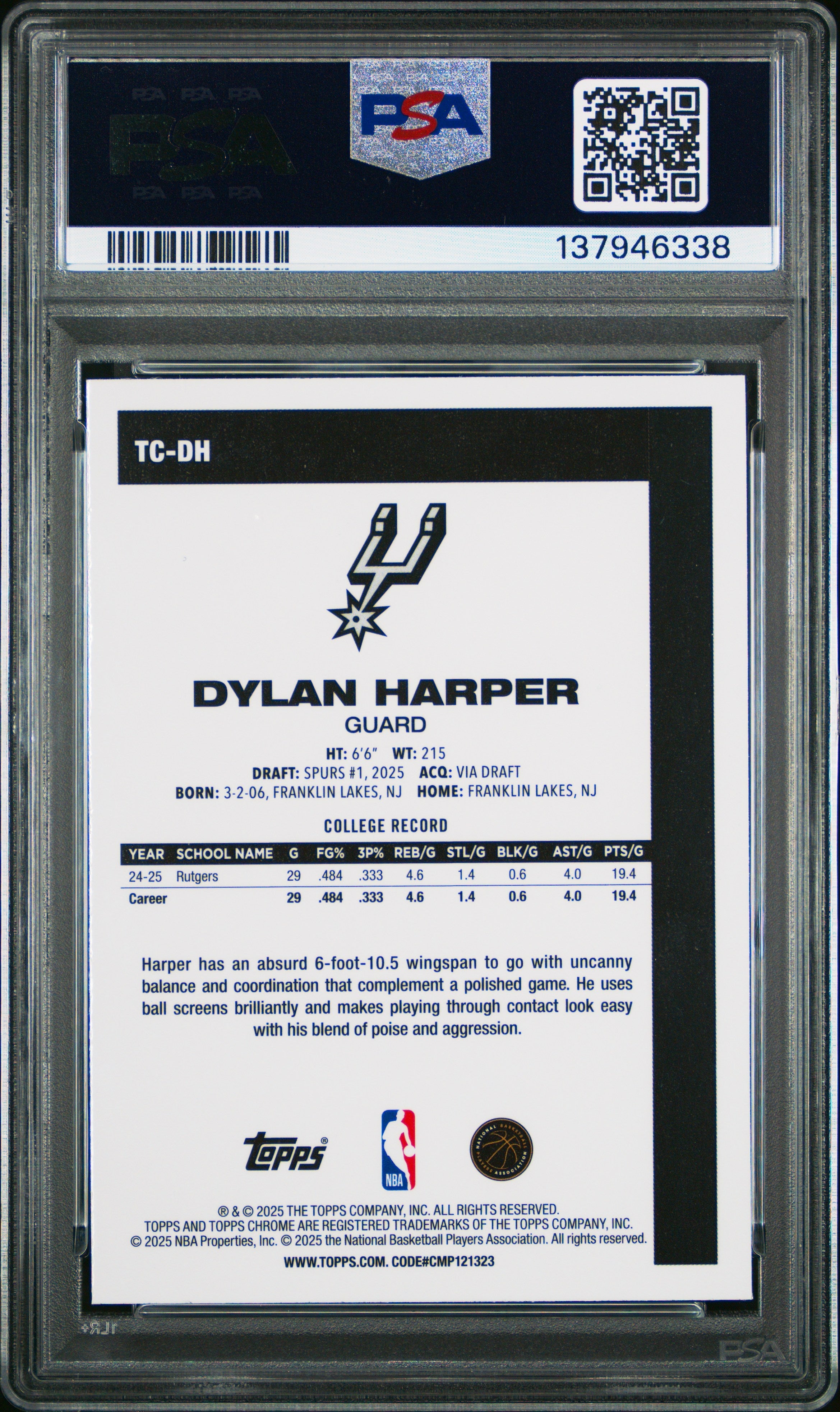 2025 Topps Silver Pack Topps Chrome Dylan Harper Rookie PSA 9 MINT Spurs - Graded Sports Cards