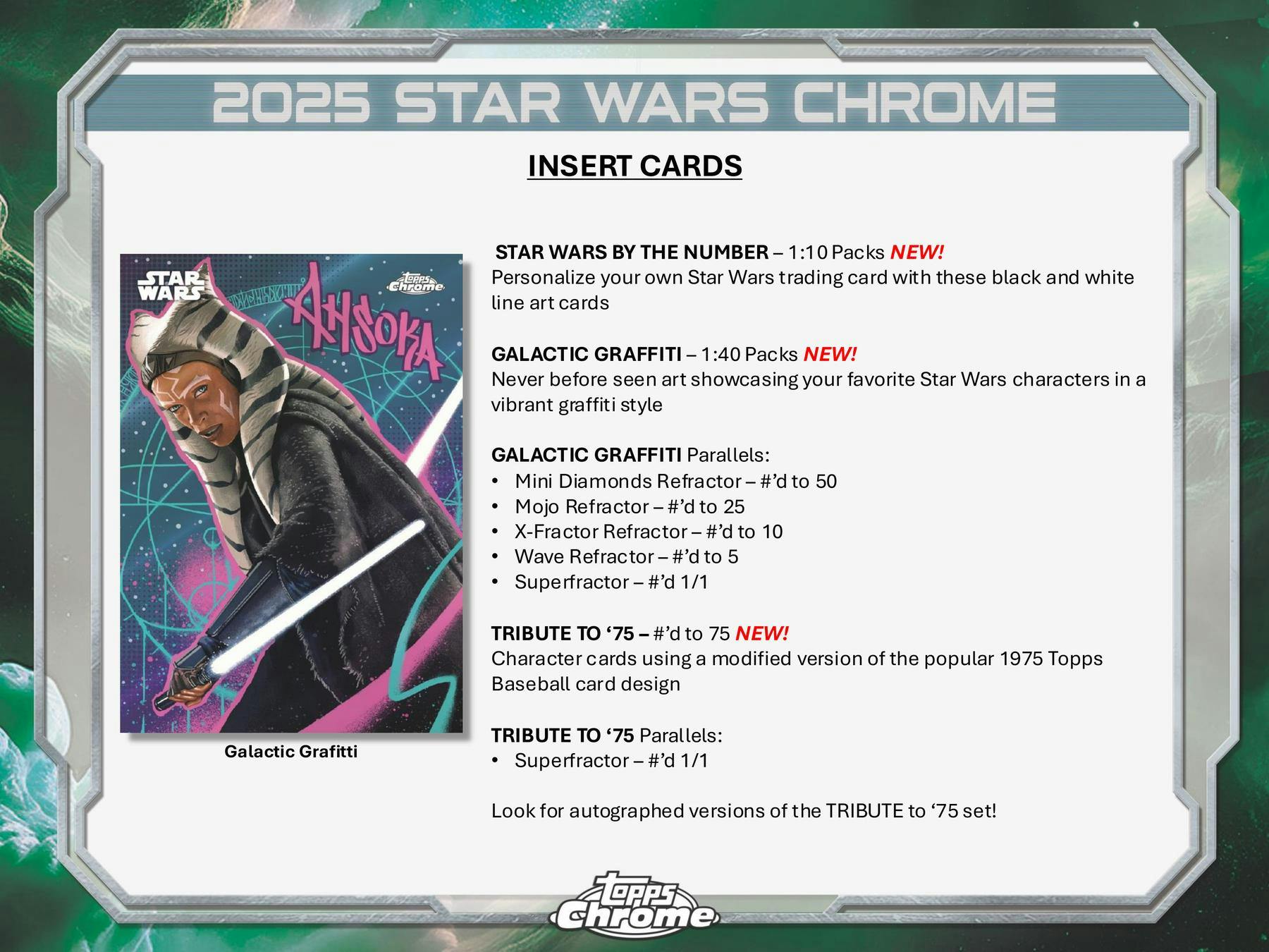 2025 Topps Star Wars Chrome Hobby Box (1 Auto) Collectible Trading Cards