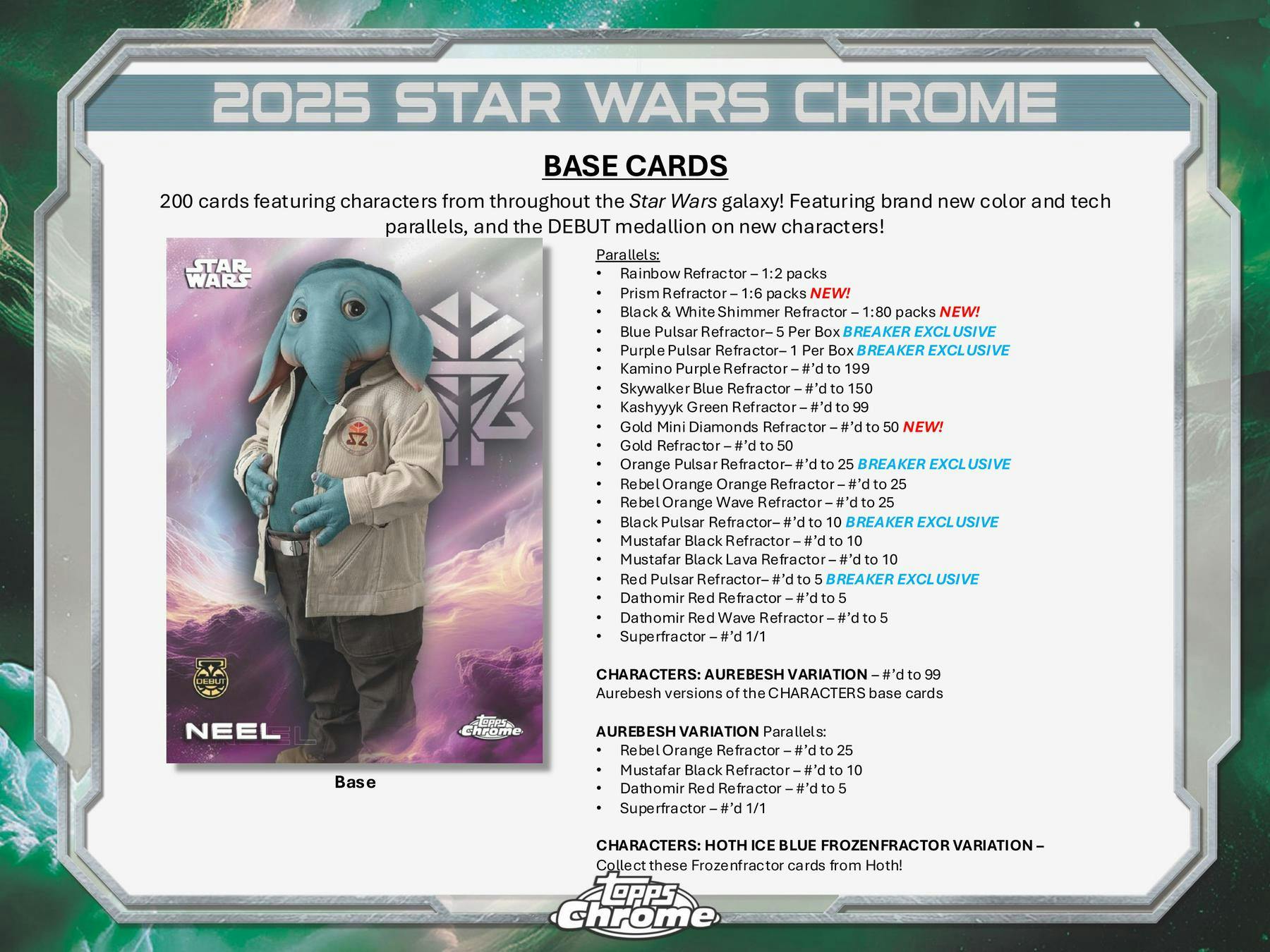 2025 Topps Star Wars Chrome Hobby Box (1 Auto) Collectible Trading Cards