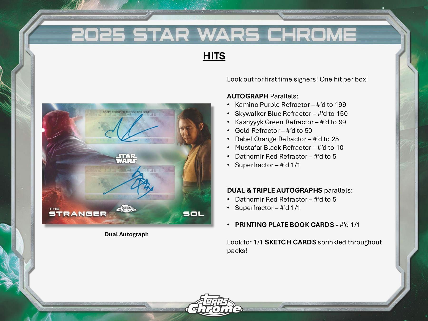 2025 Topps Star Wars Chrome Hobby Box (1 Auto) Collectible Trading Cards