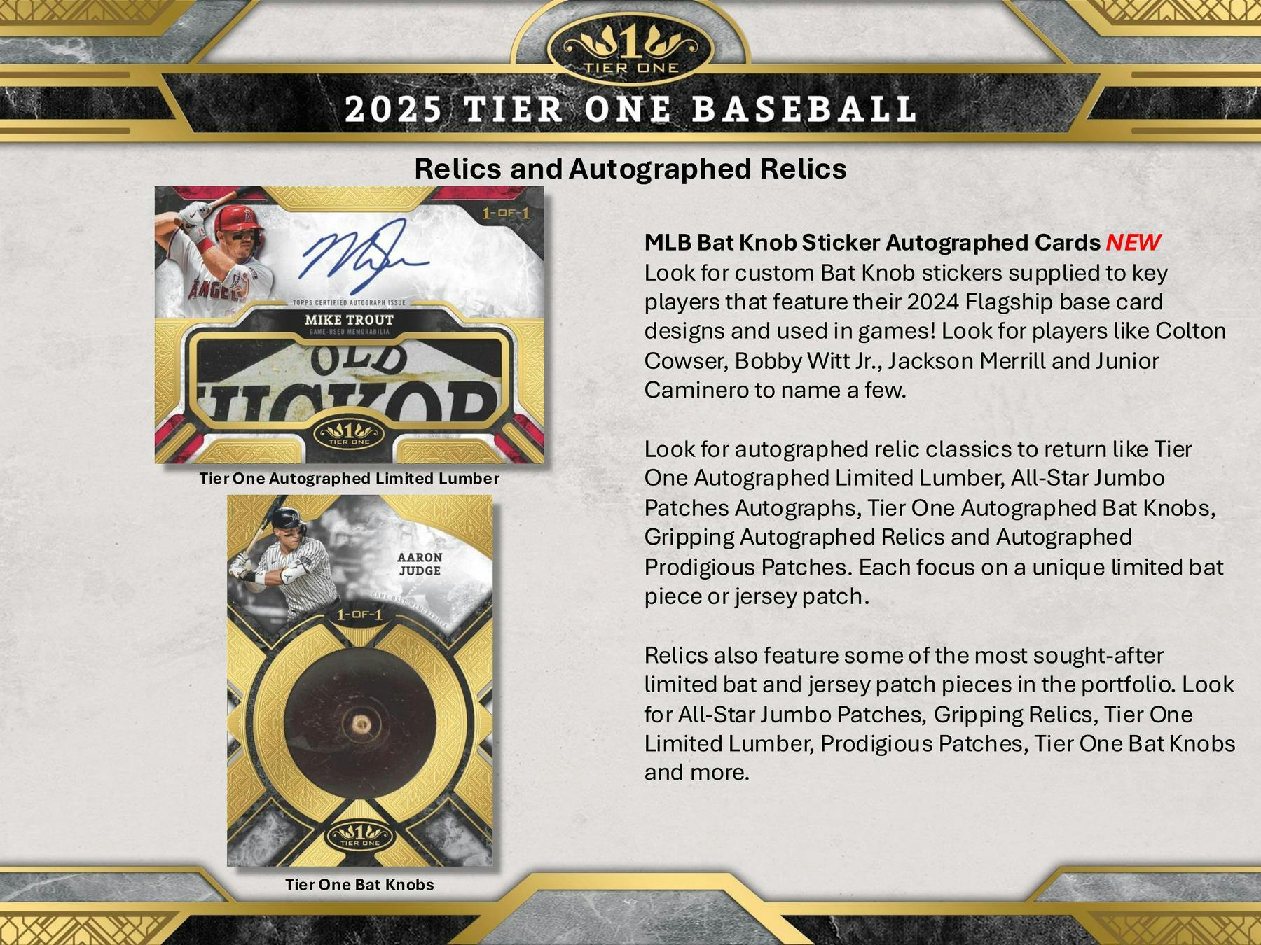 2025 Topps Tier One Baseball Hobby Box (2 Auto / 1 Mem) - MLB hobby