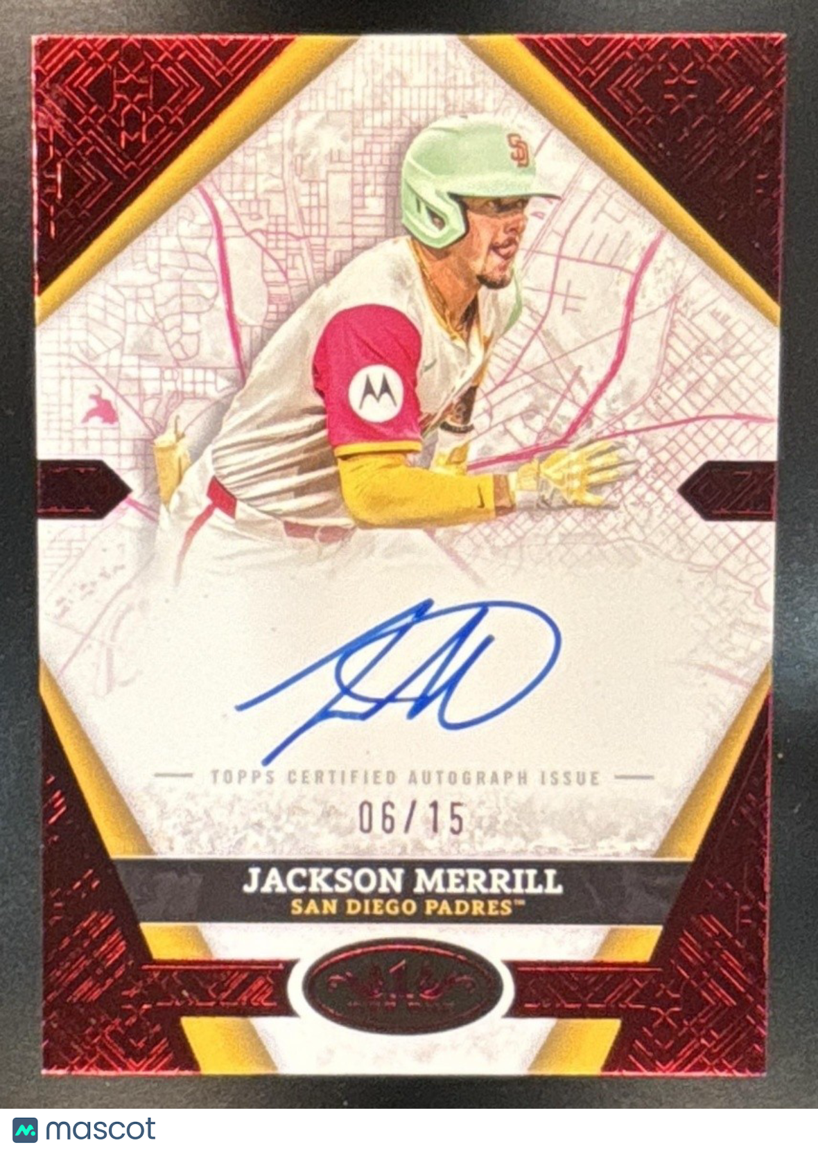 2025 Topps Tier One Jackson Merrill City Connect Signatures Red /15 Auto Padres - Sports Cards
