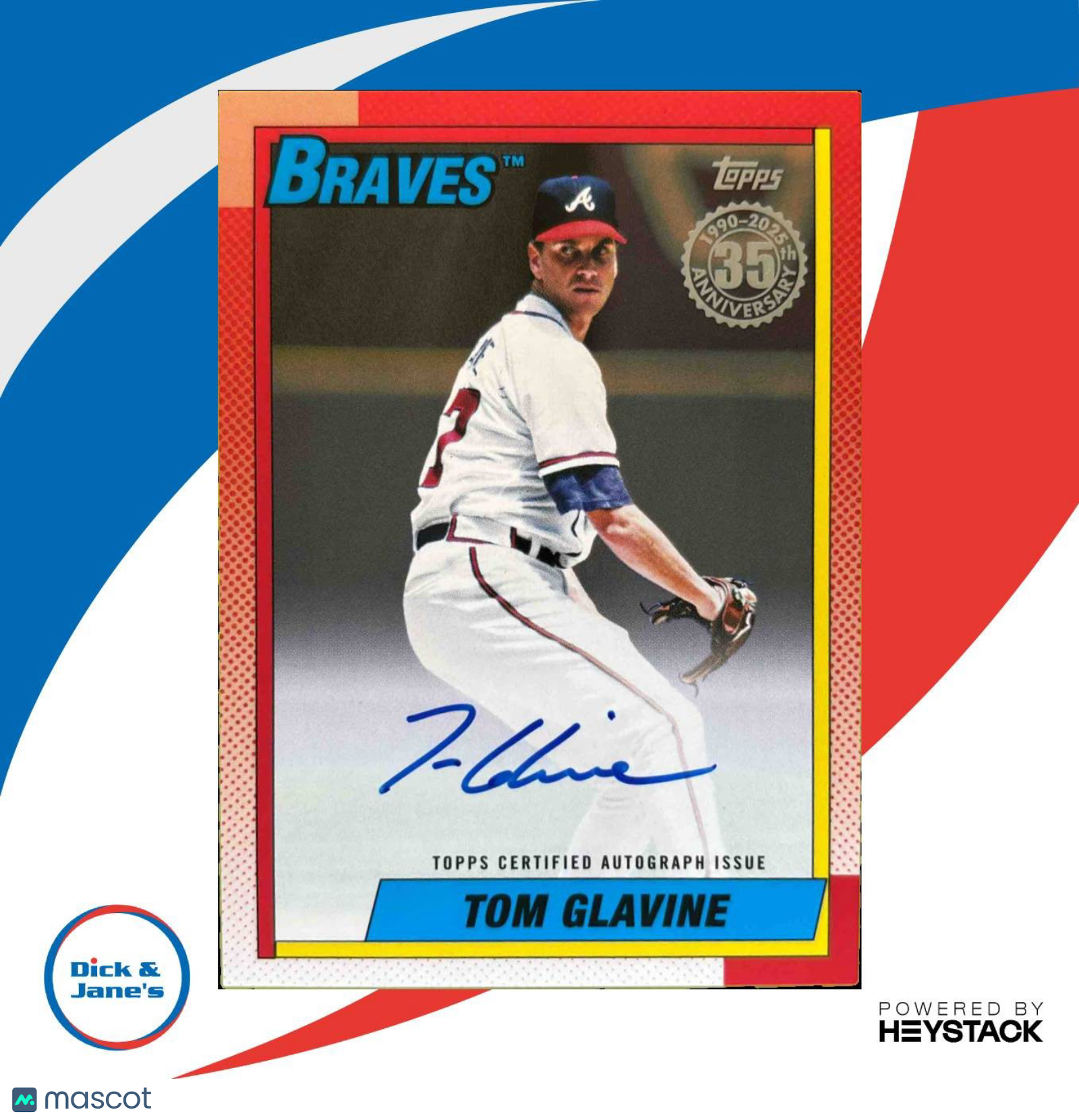 2025 Topps Tom Glavine 1990 Baseball Auto S1 Gold 34/50 #90A-TGL Atlanta Braves - Sports Cards