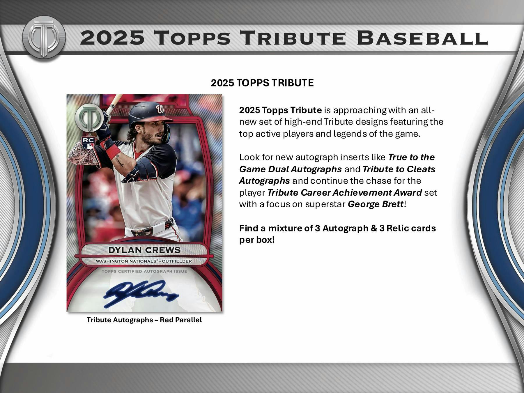 2025 Topps Tribute Baseball Hobby Box (3 Auto / 3 Mem) - MLB hobby