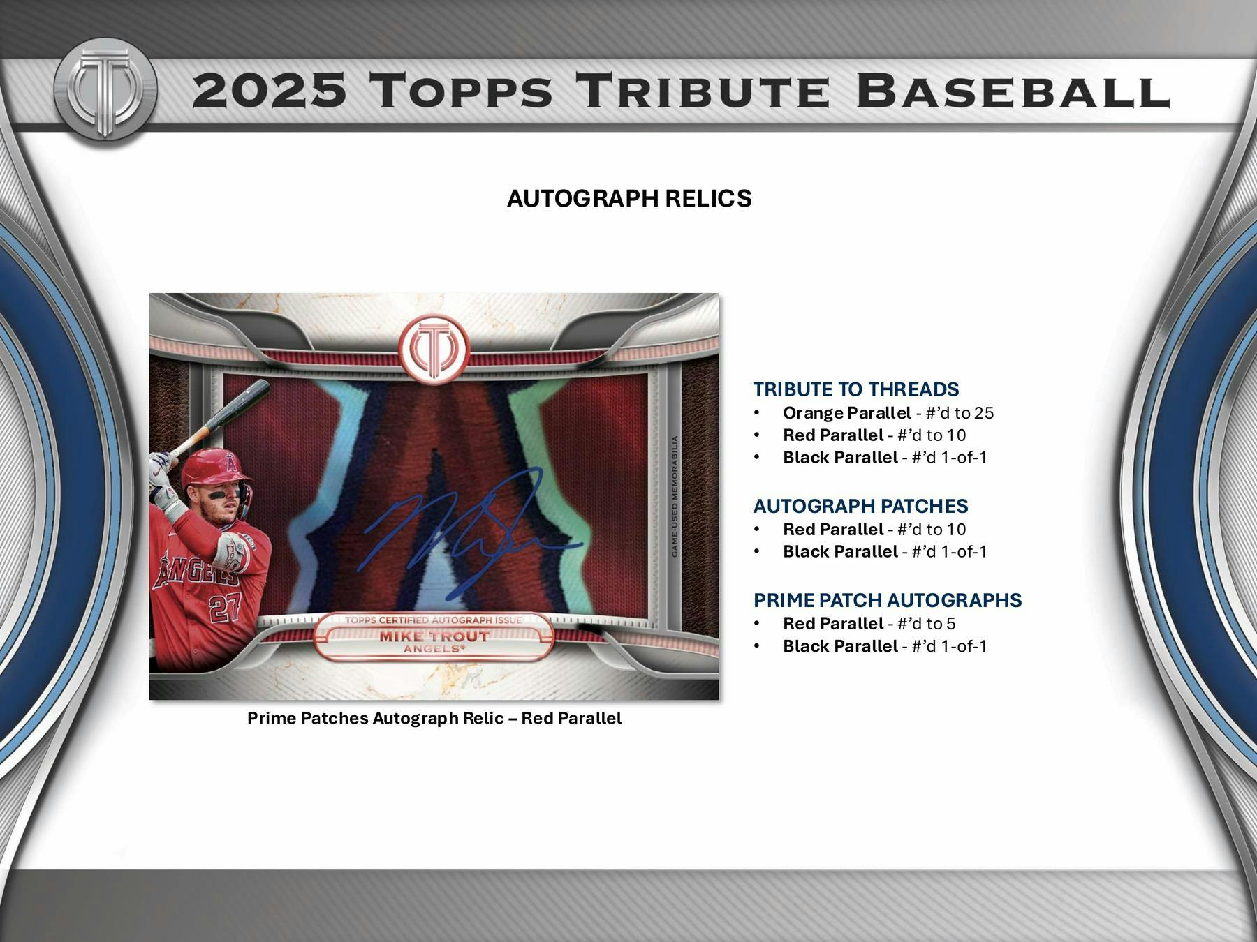 2025 Topps Tribute Baseball Hobby Box (3 Auto / 3 Mem) - MLB hobby