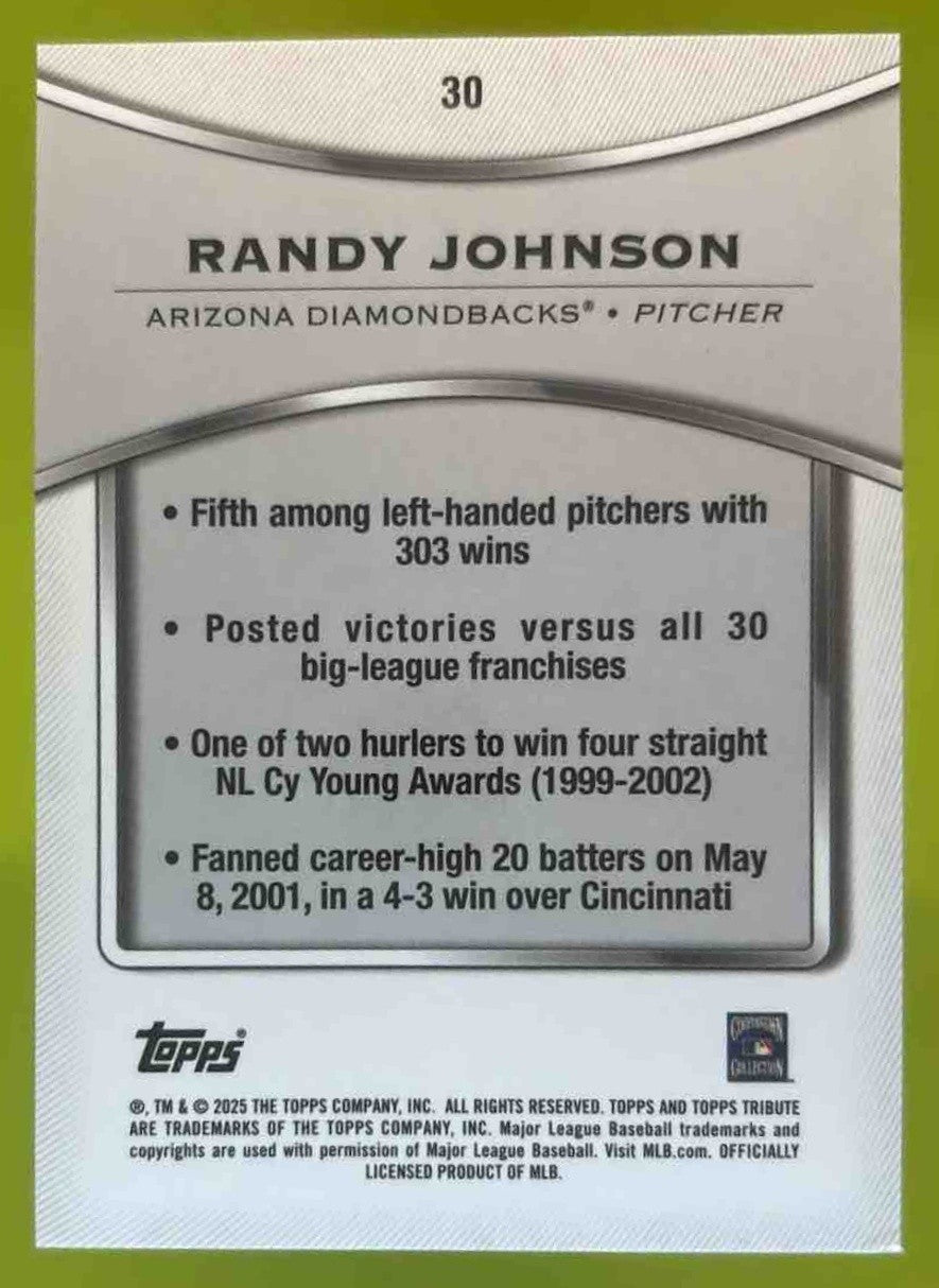 2025 Topps Tribute Randy Johnson Gold 24/75 #30 Arizona Diamondbacks - Sports Cards