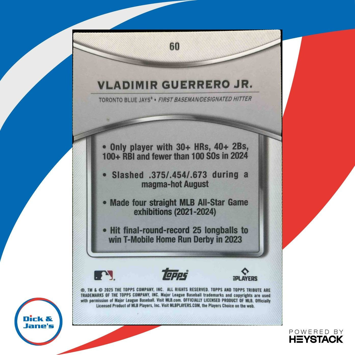 2025 Topps Tribute Vladimir Guerrero Jr. Blue 122/150 #60 Toronto Jays - Sports Cards