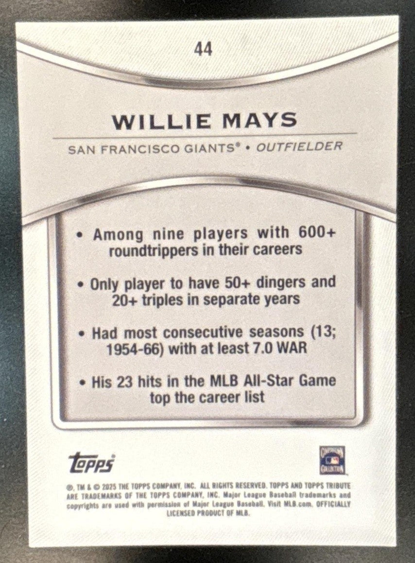2025 Topps Tribute Willie Mays #44 San Francisco Giants - Sports Cards