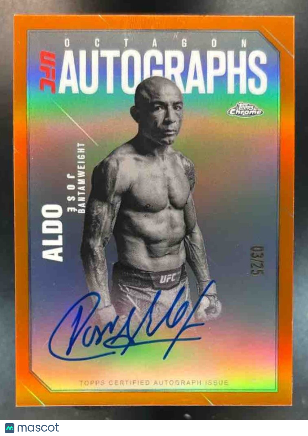 2025 Topps UFC Chrome Jose Aldo Octagon Legends Auto Orange Refractor /25 - Sports Cards