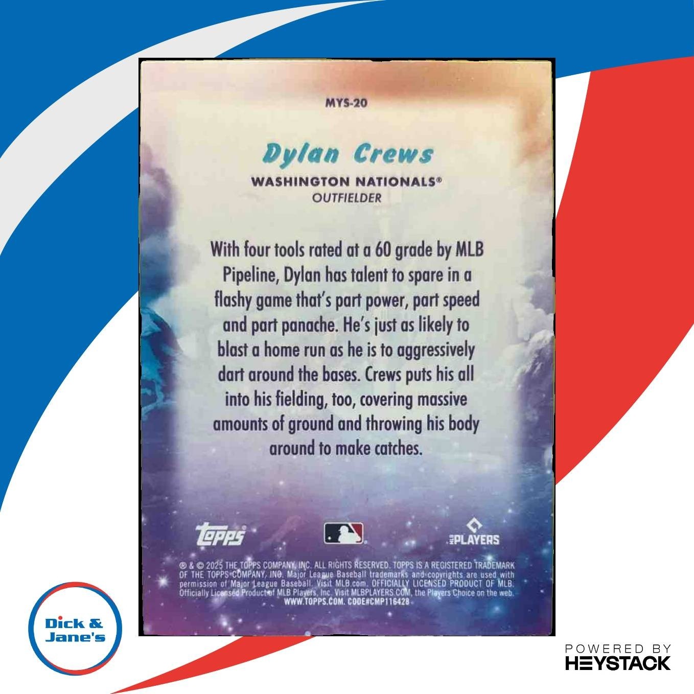 2025 Topps Update Dylan Crews Mystical #MYS-20 RC Washington Nationals - Sports Cards