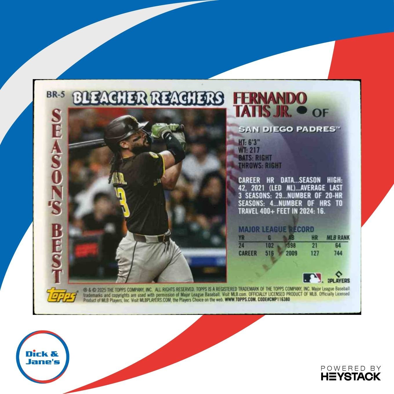 2025 Topps Update Fernando Tatis Jr. Bleacher Reachers #BR-5 San Diego Padres - Sports Cards