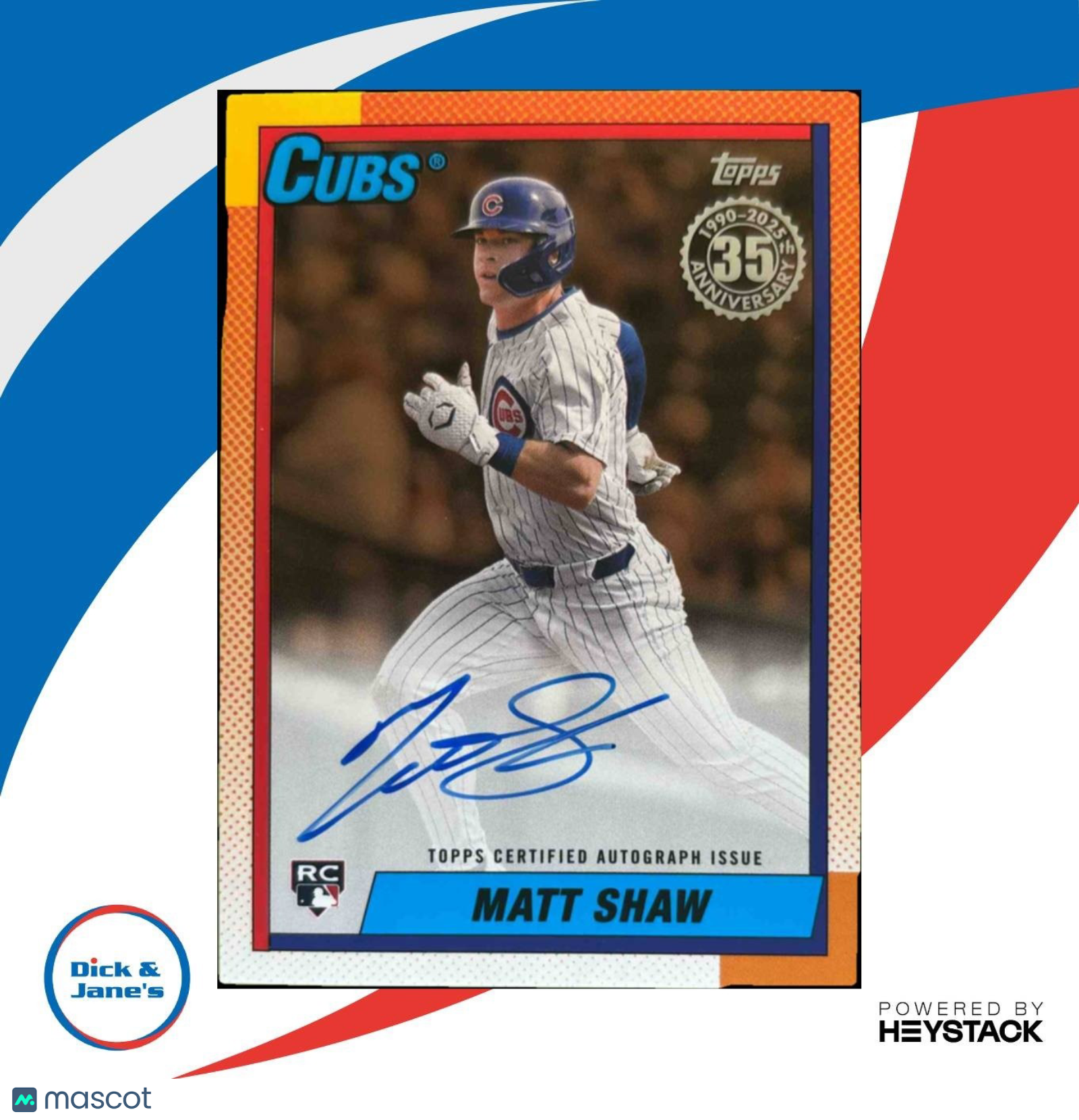 2025 Topps Update Matt Shaw 1990 Auto Gold Foil 49/50 #90A-MSH RC Chicago Cubs - Sports Cards