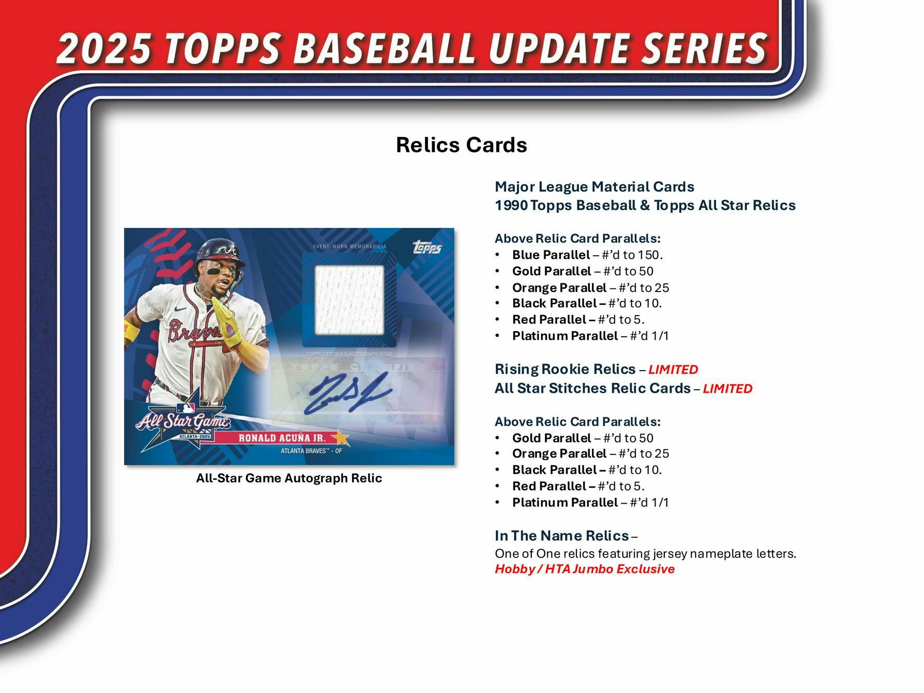 2025 Topps Update Series Baseball Hobby Jumbo Box (1 Auto and 2 Relics) - MLB Hobby Box