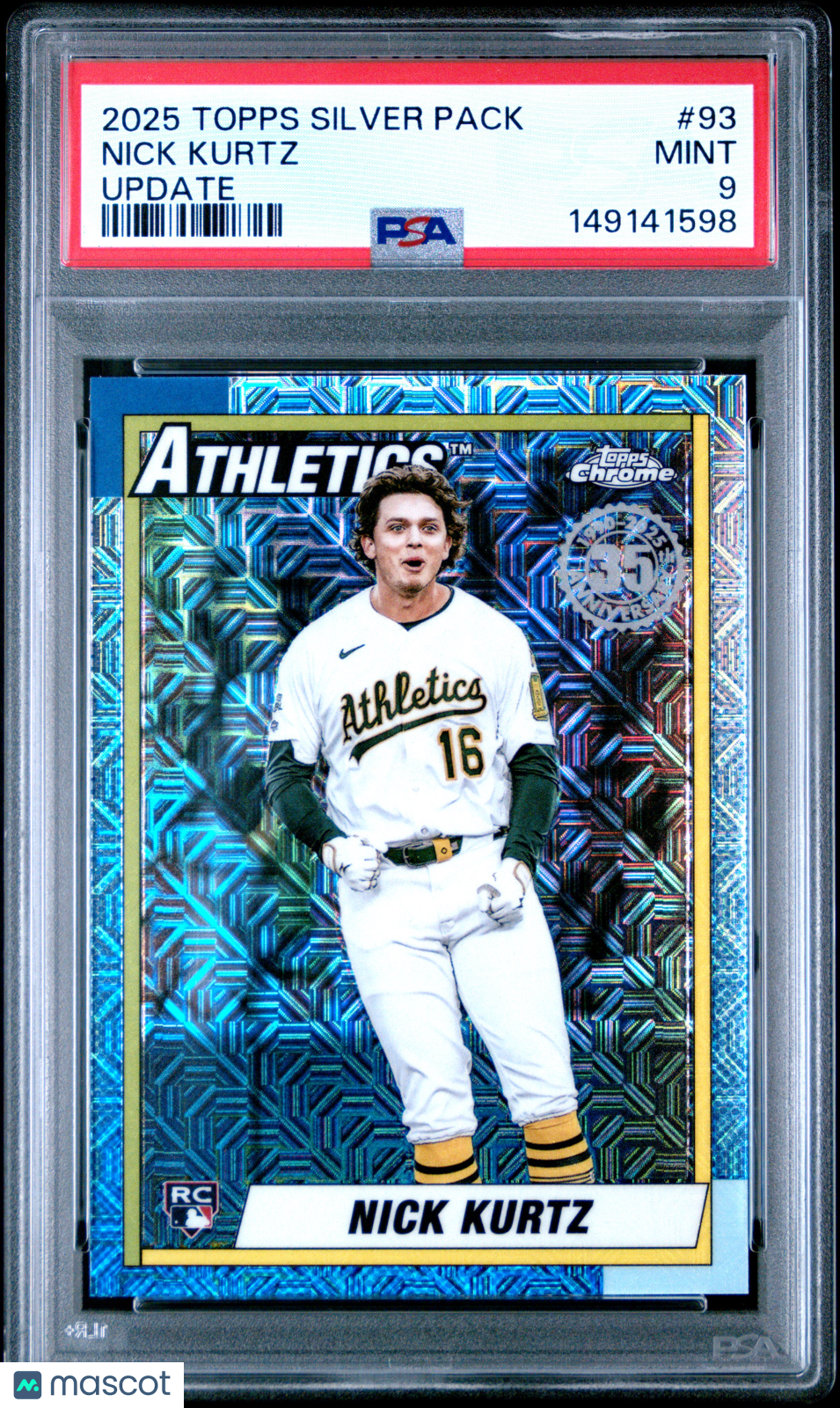 2025 Topps Update Silver Pack 1990 Chrome Promo Nick Kurtz #93 PSA 9 - Graded Sports Cards