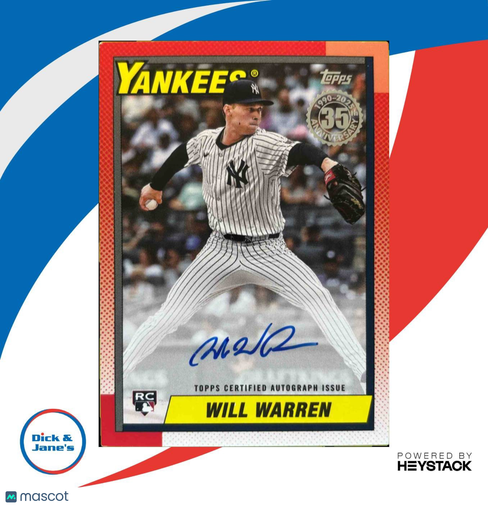 2025 Topps Will Warren 1990 Baseball Auto Series 2 #90B2-WWA RC New York Yankees - Sports Cards