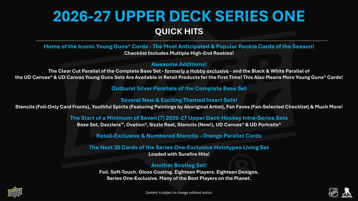 2026/27 Upper Deck Series 1 Hockey Blaster Box (1 Young Guns)