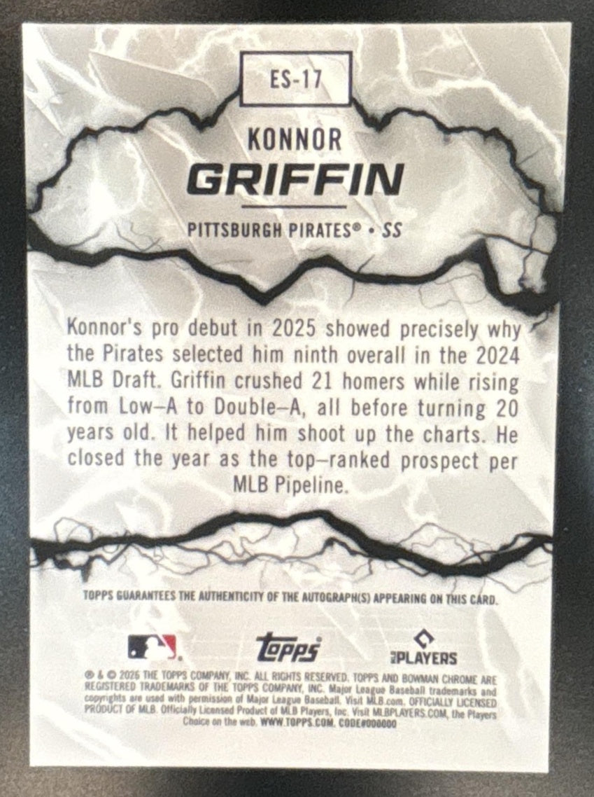 2026 Bowman Konnor Griffin Electric Sluggers Chrome Auto Gold /50 Pirates - Sports Cards