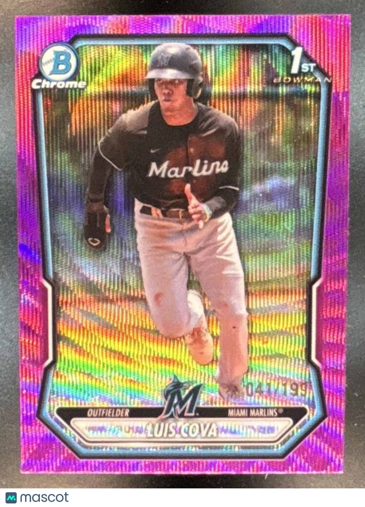 2026 Bowman Luis Cova Chrome Fuchsia Wave /199 #BCP-38 1st Prospect Marlins - Sports Cards