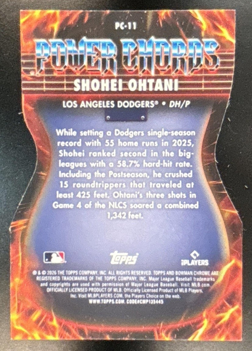 2026 Bowman Shohei Ohtani Power Chords Chrome #PC-11 Los Angeles Dodgers - Sports Cards