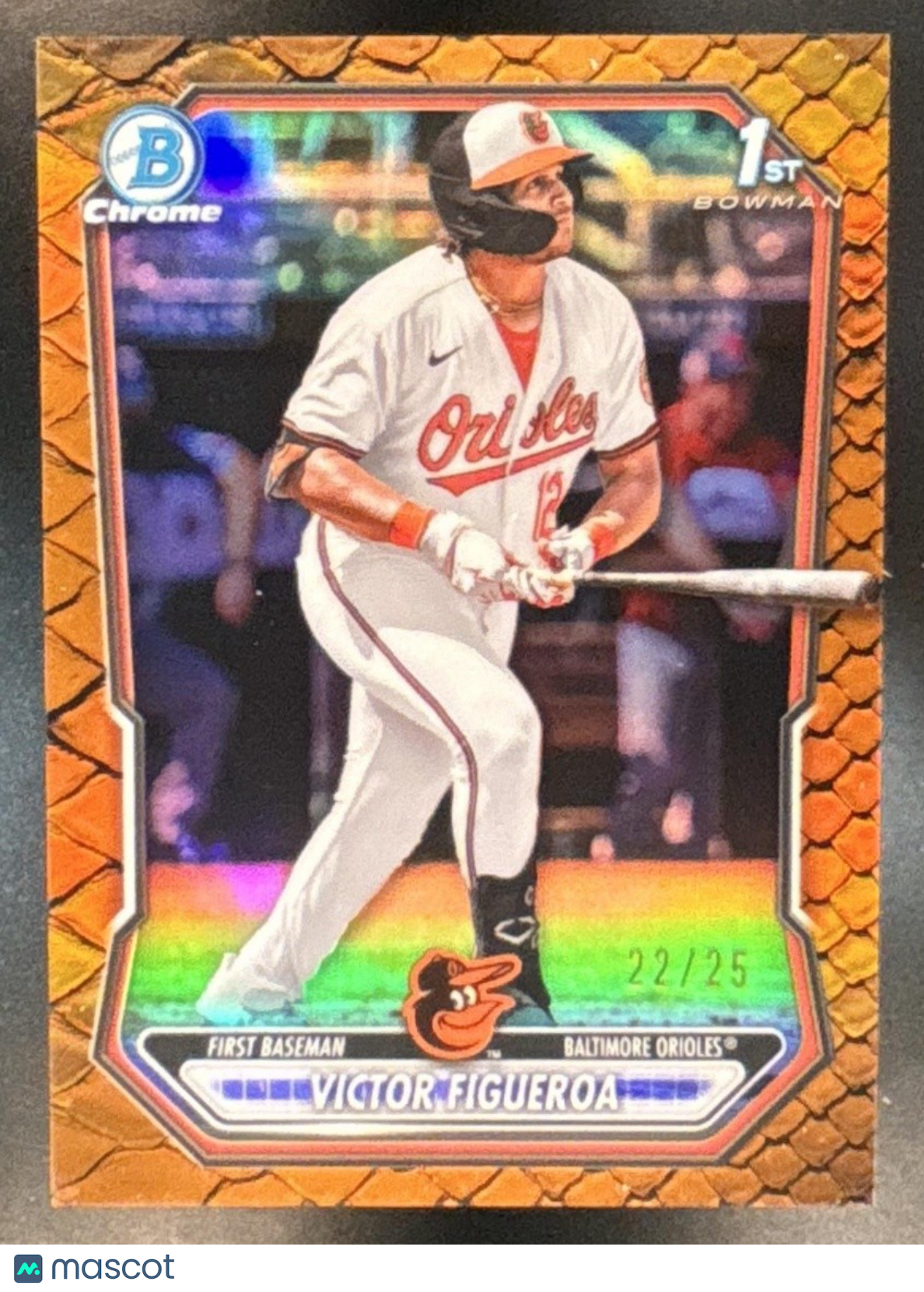 2026 Bowman Victor Figueroa Chrome Reptilian Orange /25 #BCP-117 1st Prospect - Sports Cards