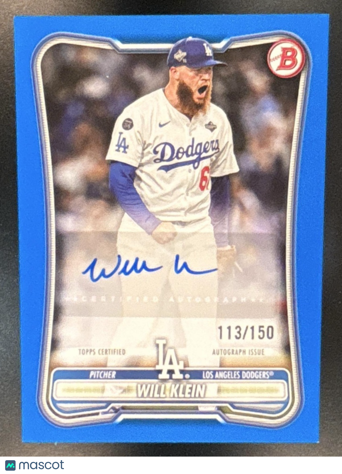 2026 Bowman Will Klein Auto Blue Border /150 #PRV-WK Los Angeles Dodgers - Sports Cards