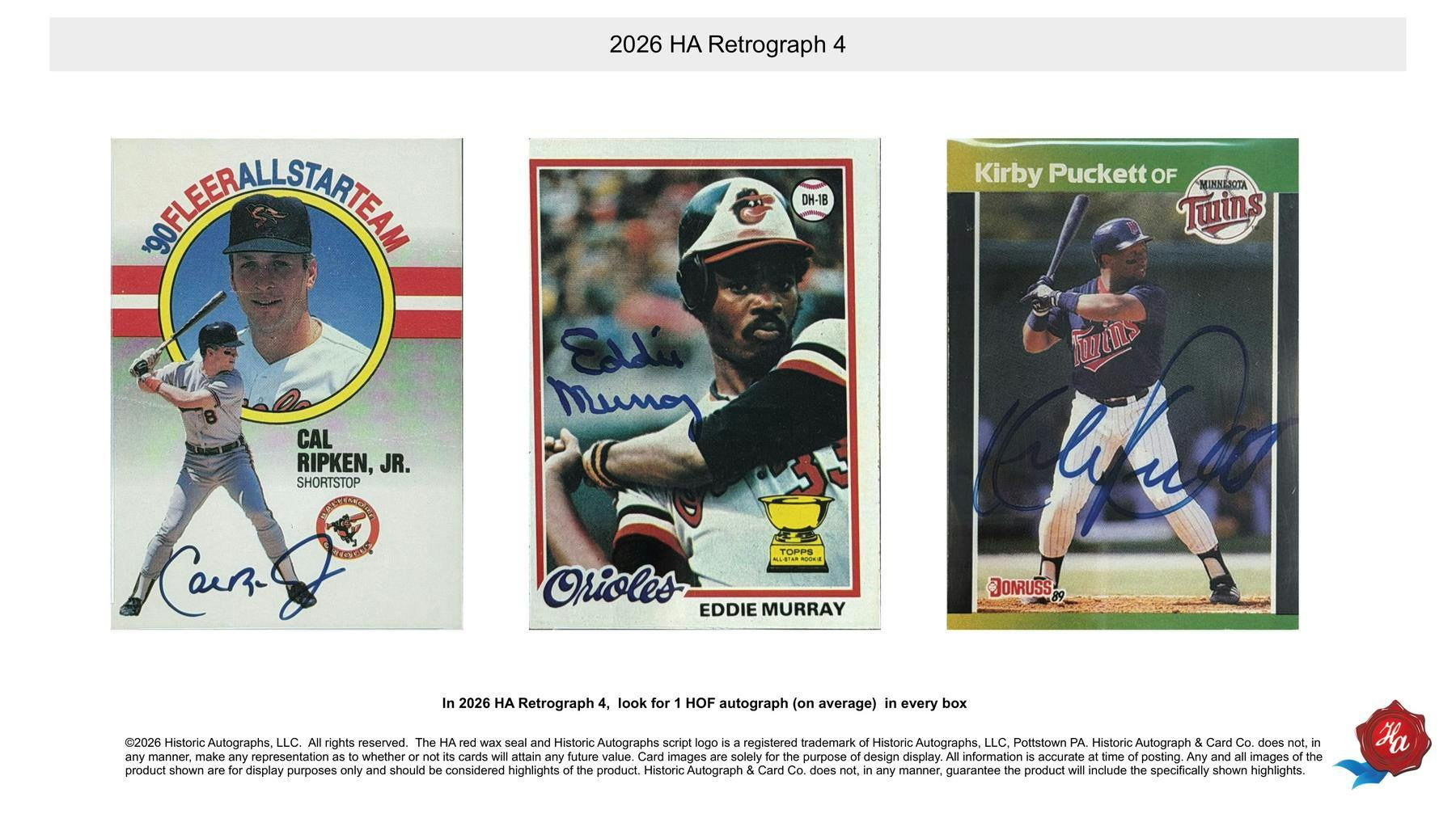 2026 Historic Autographs Retrograph 4 Baseball Hobby Box (40 Autographs including 1 HOF Auto) - Hobby Box