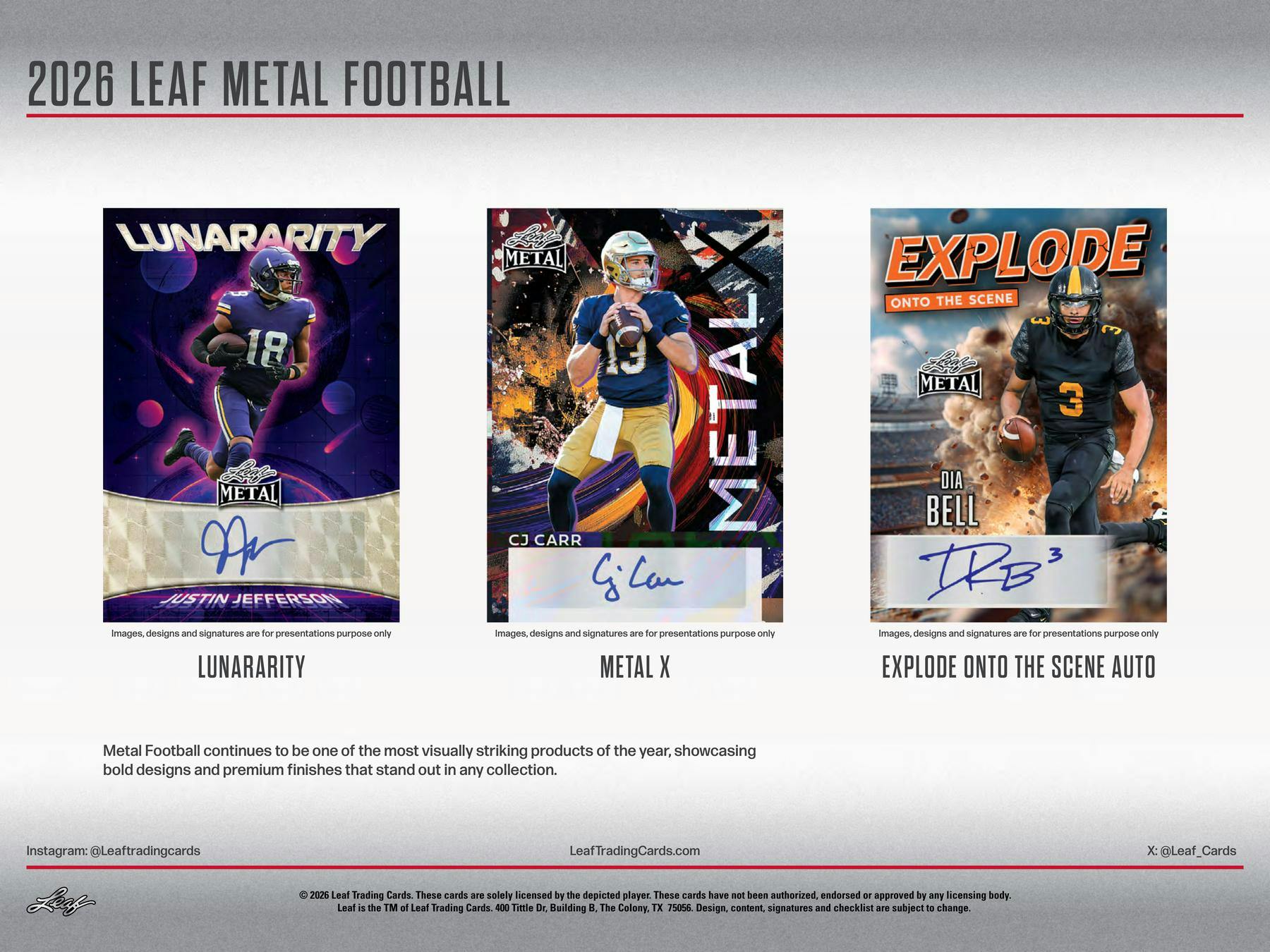 2026 Leaf Metal Football Jumbo Box (4 Autos Plus) - Hobby Box