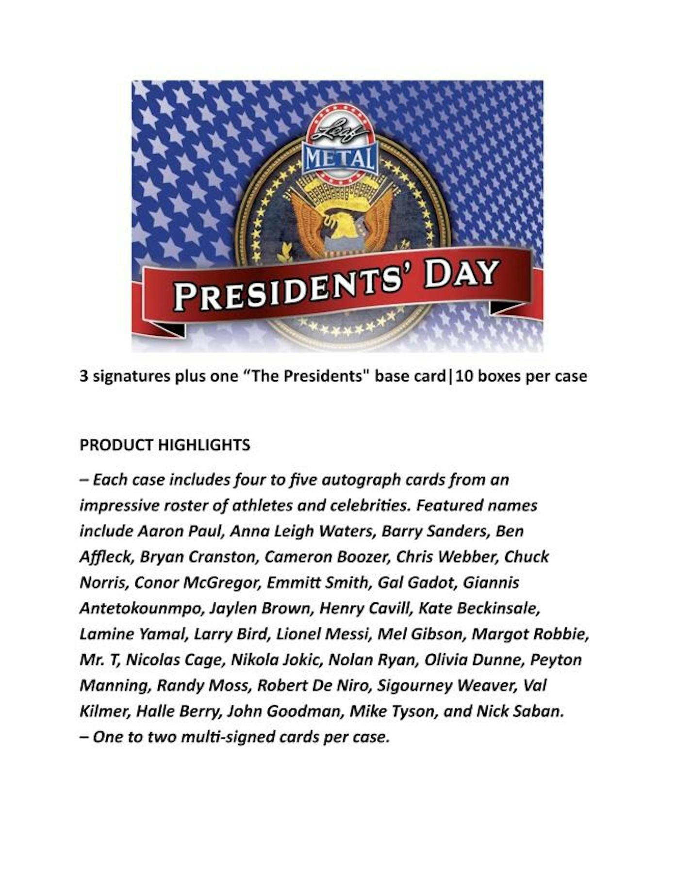 2026 Leaf Metal Presidents’ Day Hobby Box (3 Autos) - Hobby Box