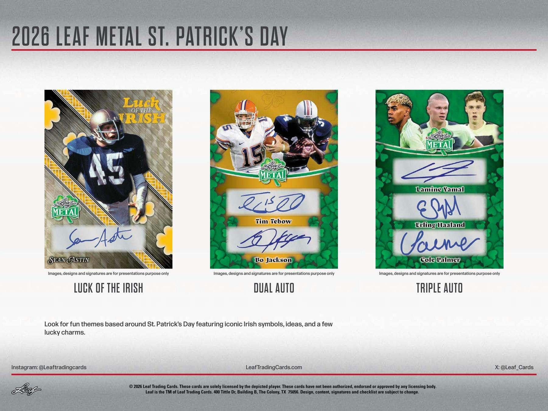 2026 Leaf Metal St. Patrick’s Day Hobby Box (3 Autos) Multi-Sport Entertainment - Hobby Box