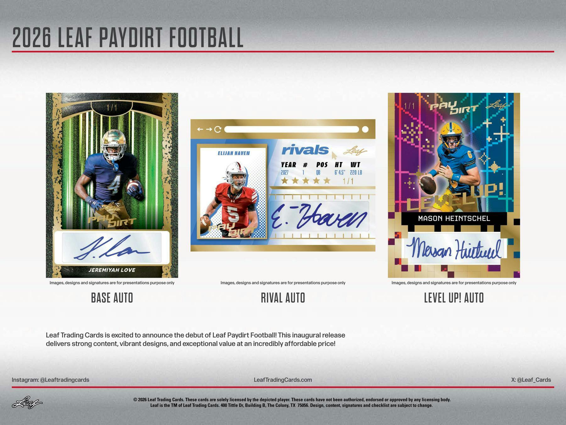 2026 Leaf Paydirt Football Hobby Box (4 Autos) - Hobby Box