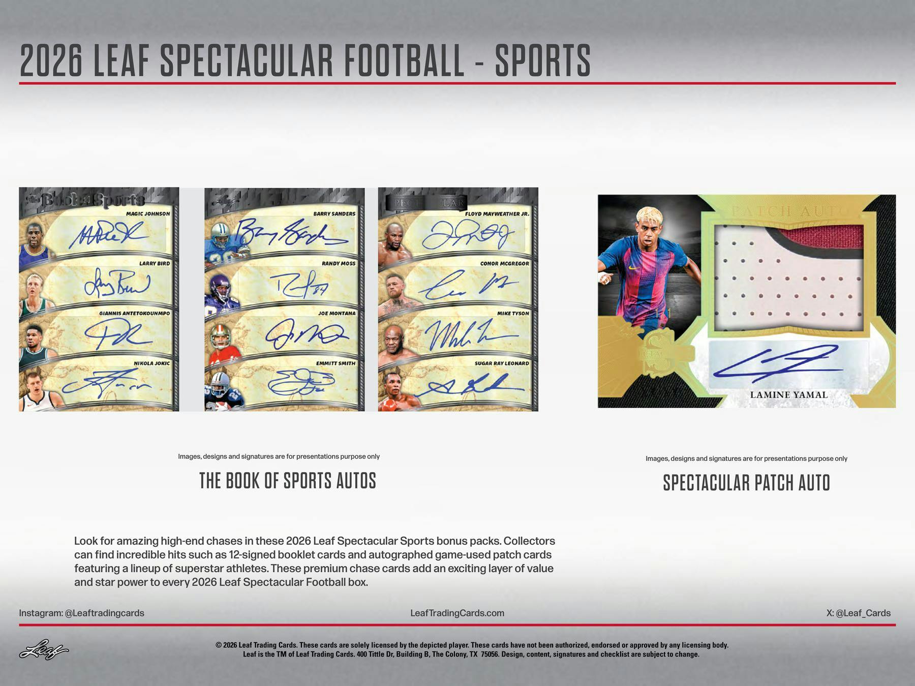2026 Leaf Spectacular Football Hobby Box (6 Premium Cards) - Hobby Box