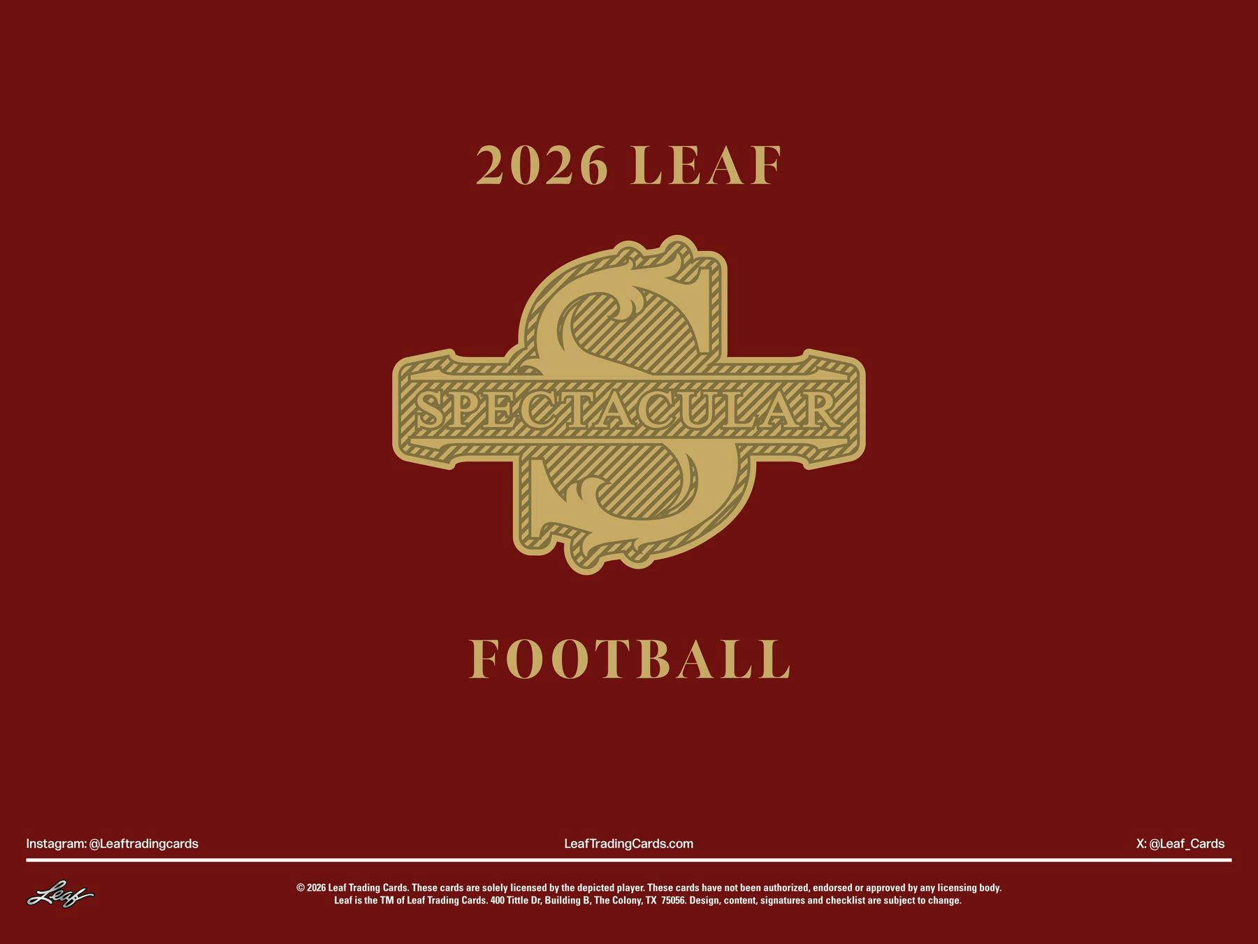 2026 Leaf Spectacular Football Hobby Box (6 Premium Cards) - Hobby Box