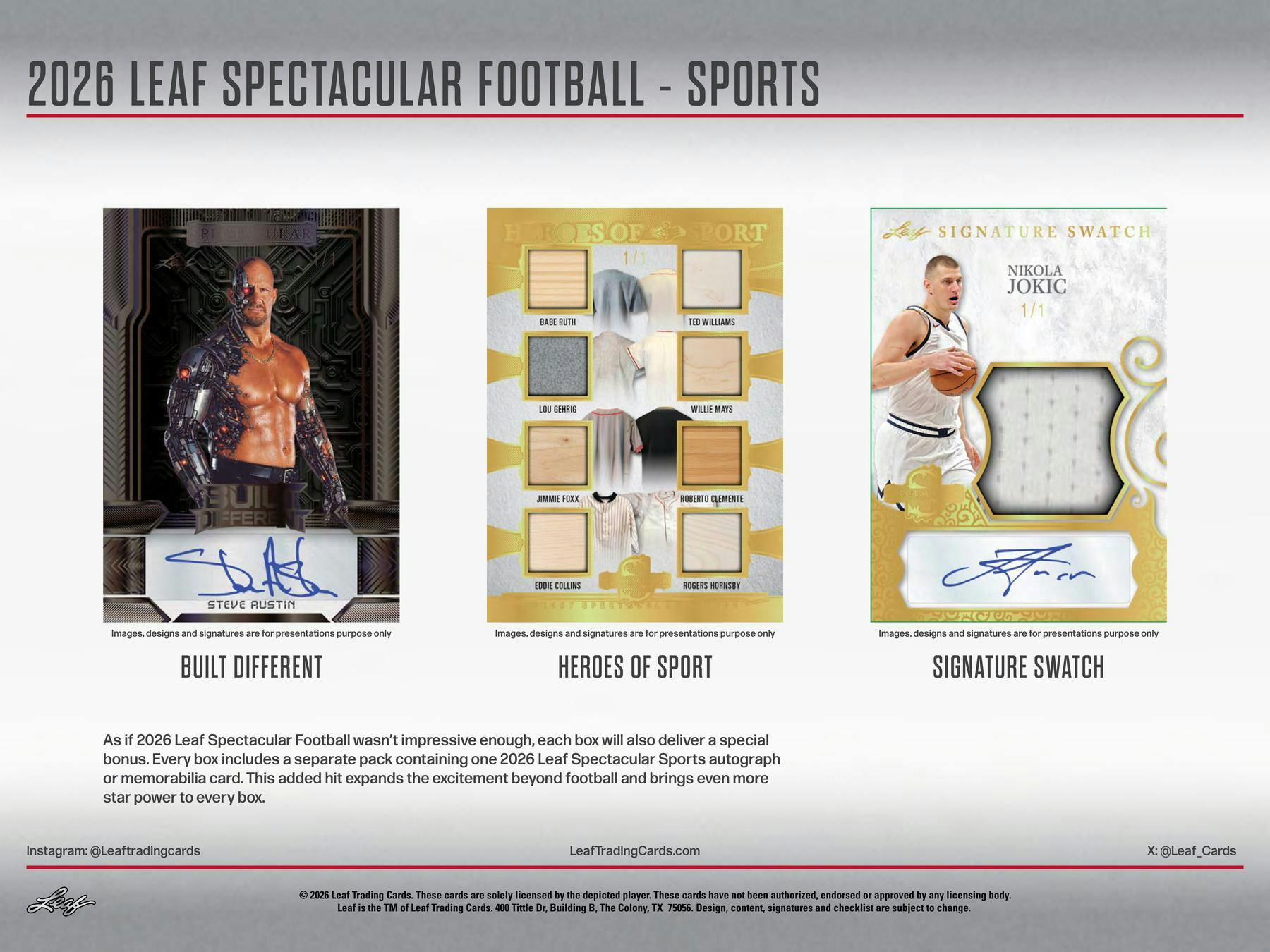 2026 Leaf Spectacular Football Hobby Box (6 Premium Cards) - Hobby Box