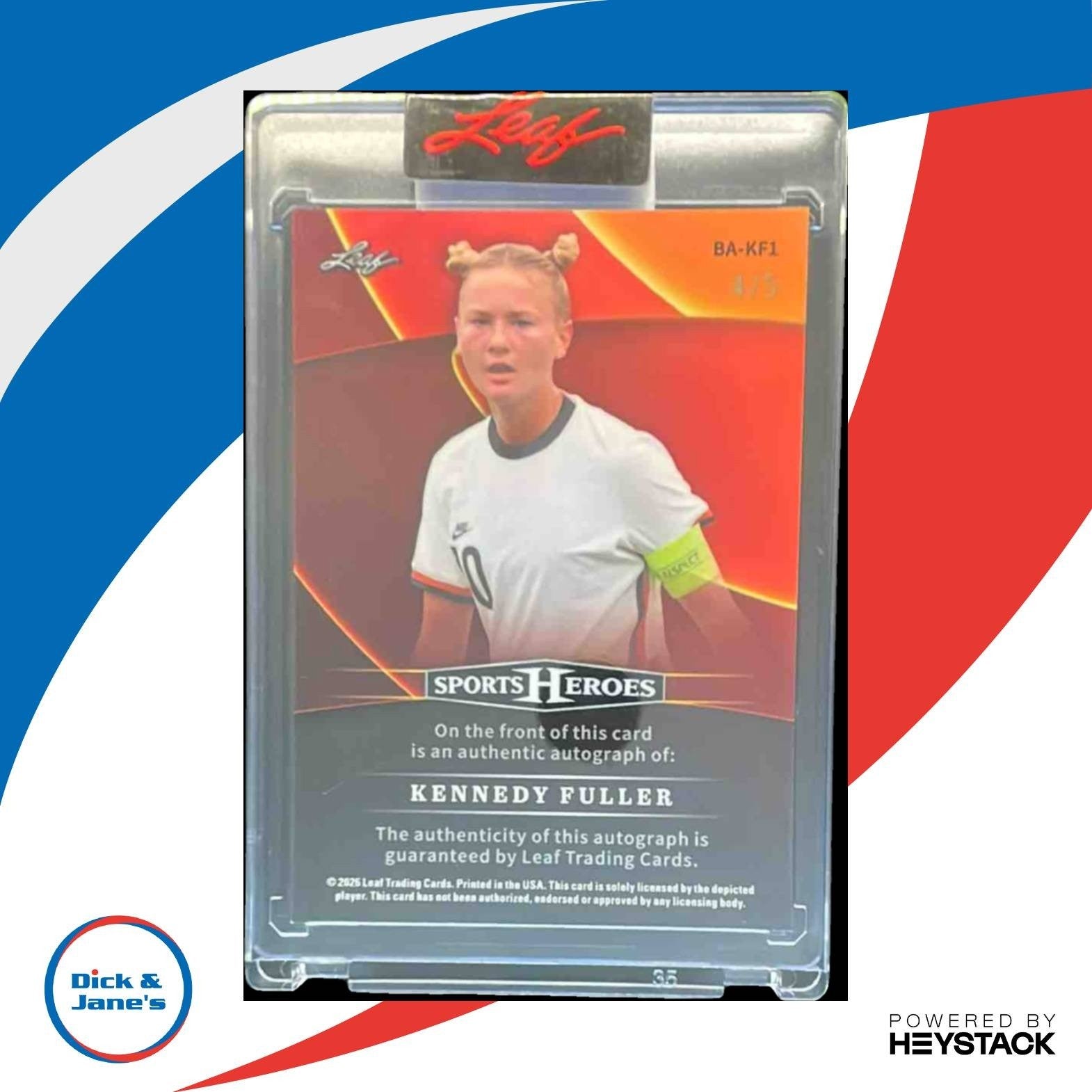 2026 Leaf Sports Heroes Kennedy Fuller Auto Prismatic Platinum 4/5 Womens Soccer - Sports Cards