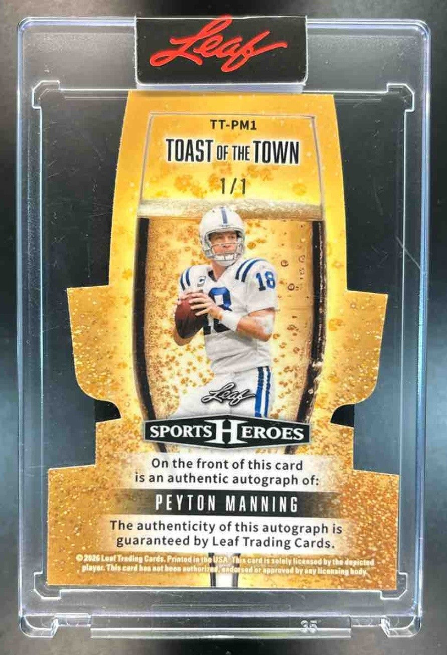 2026 Leaf Sports Heros Peyton Manning Toast Of The Town Gold 1/1 Auto - Sports Cards