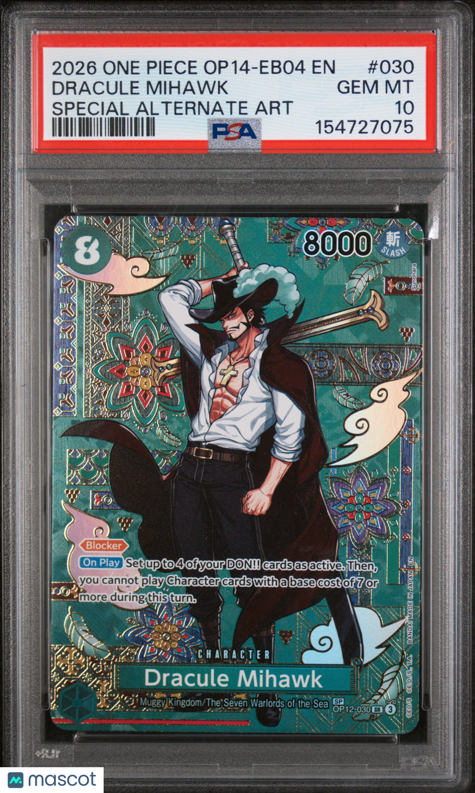 2026 One Piece OP14-The Azure Sea’s Seven Dracule Mihawk Special Alt Art PSA 10 - Graded TCG/CCG