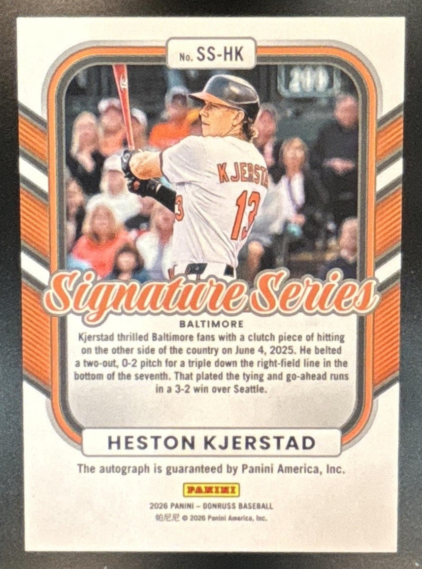 2026 Panini Donruss Heston Kjerstad Signature Series Teal /25 Auto Orioles - Sports Cards