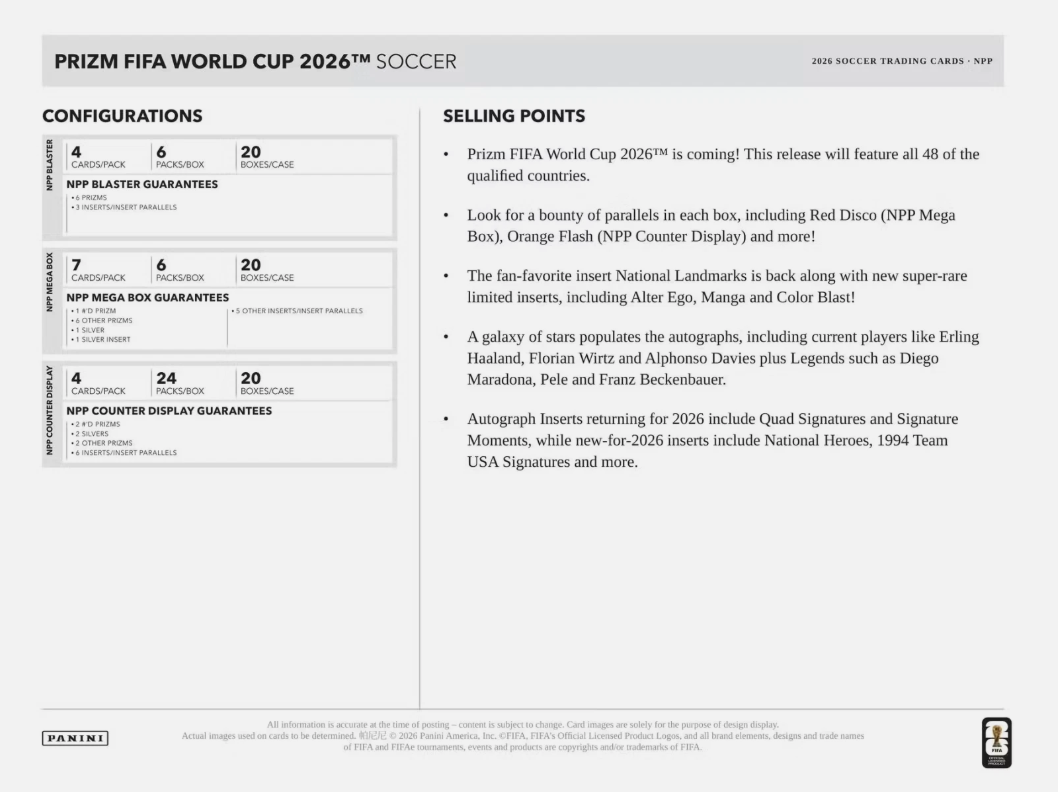 2026 Panini Prizm FIFA World Cup Soccer 24-Pack Retail Box (Color Blast / Manga / Alter Ego) - Soccer