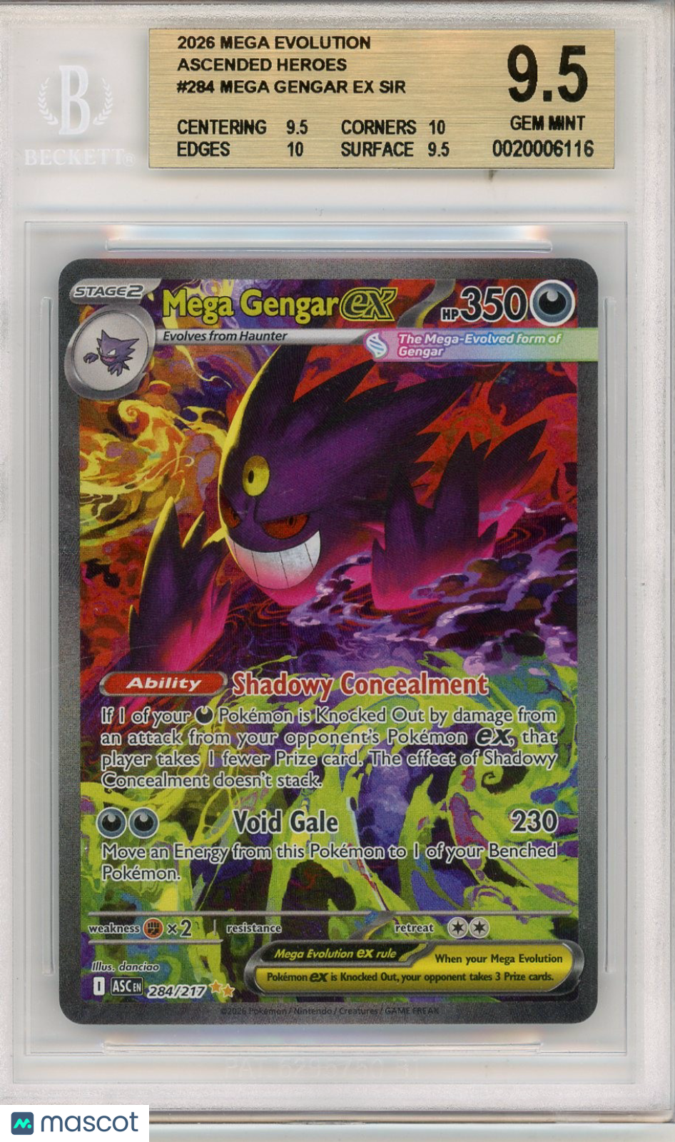 2026 Pokemon Mega Evolution Ascended Heroes Mega Gengar ex SIR #284 BGS 9.5 - Graded TCG/CCG