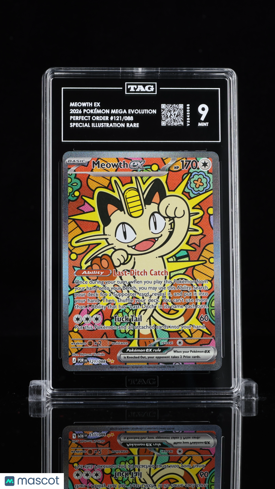 2026 Pokemon Mega Evolution Meowth ex #121/088 Perfect Order TAG 9 - Graded TCG/CCG