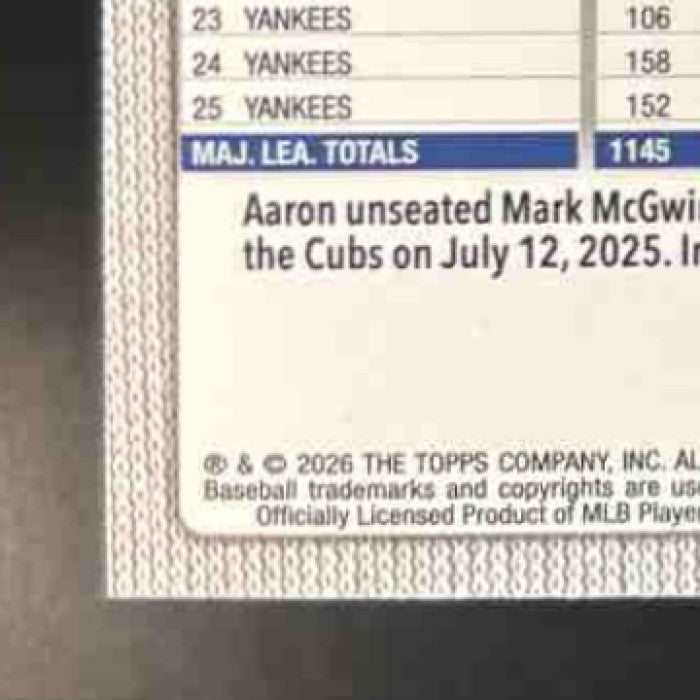 2026 Topps Aaron Judge Walk This Way #1 New York Yankees - Sports Cards