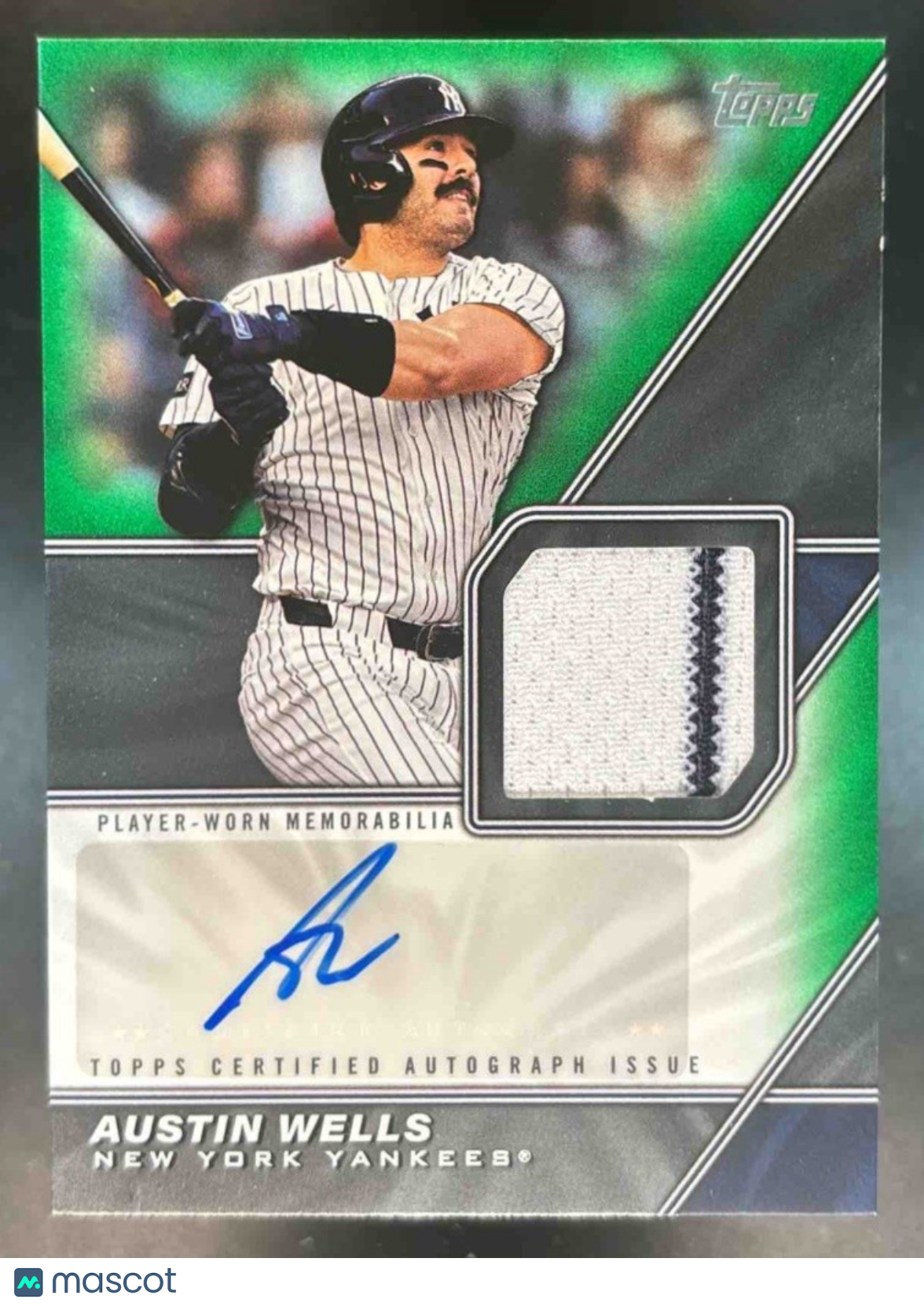 2026 Topps Austin Wells Major League Patch Auto Green /99 MEM New York Yankees - Sports Cards