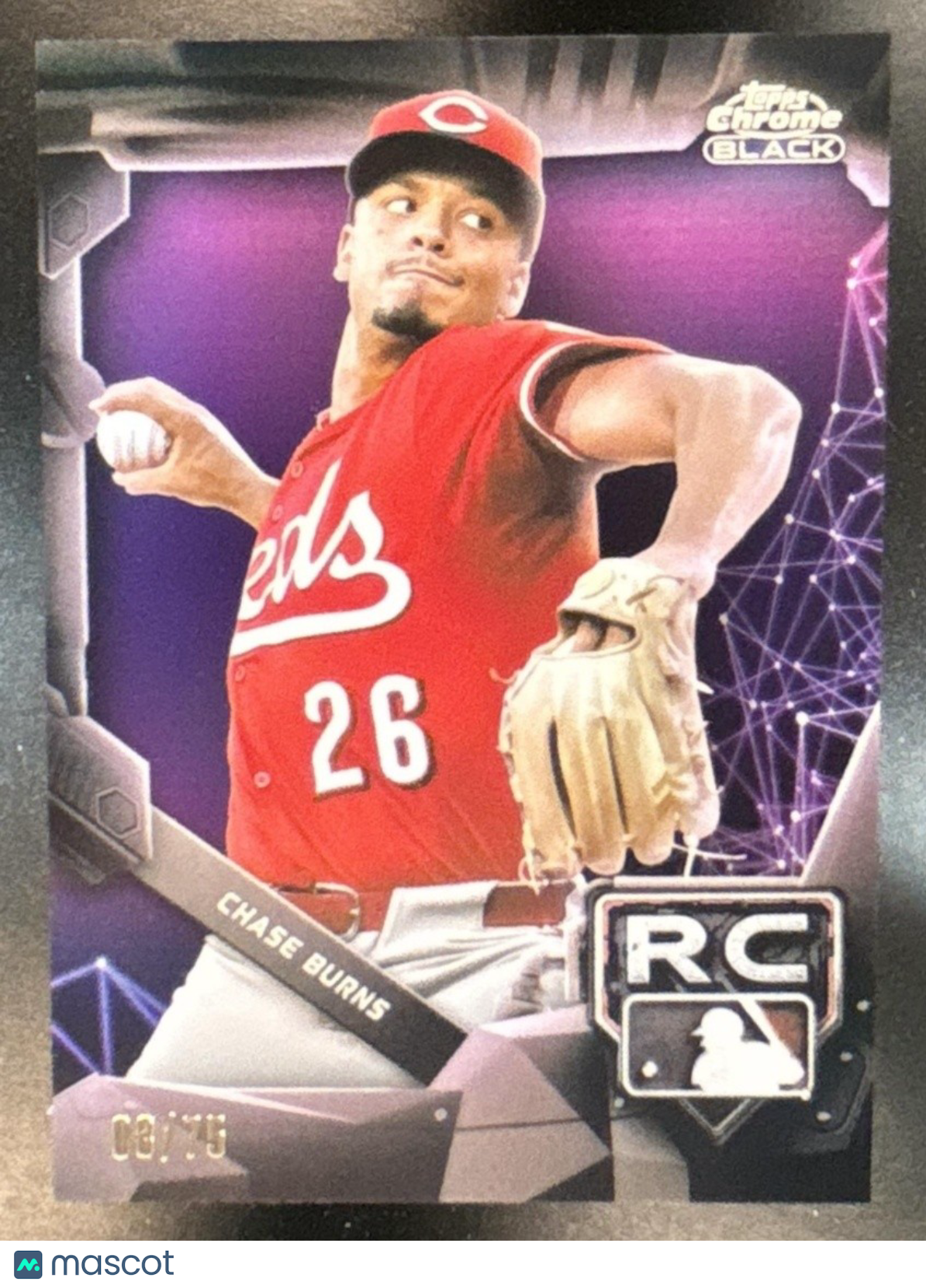 2026 Topps Chrome Black Chase Burns Purple Refractor /75 #38 RC Cincinnati Reds - Sports Cards