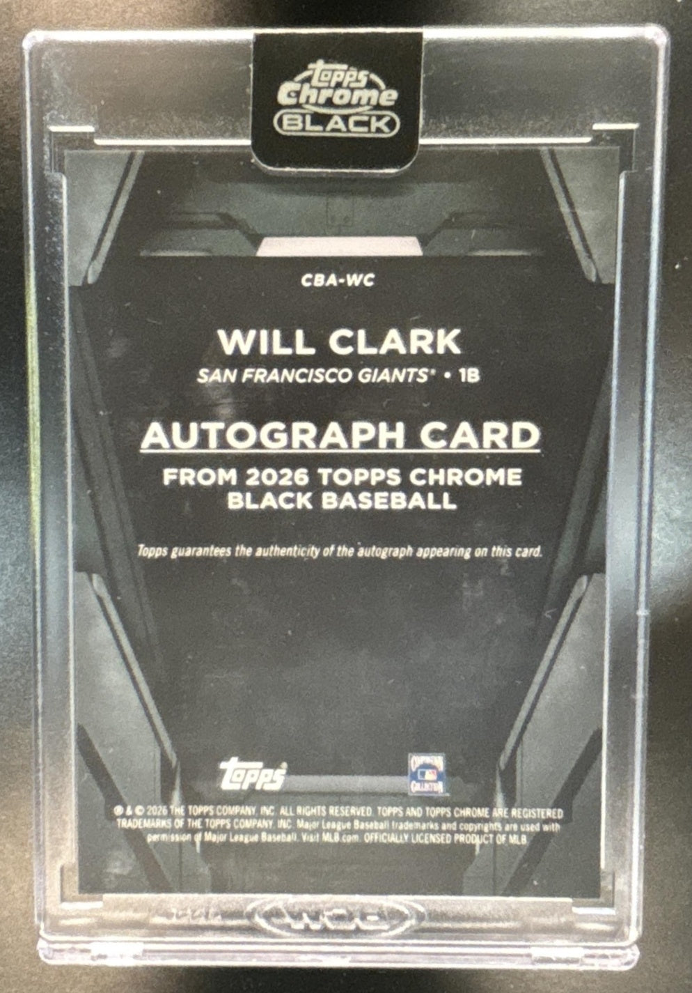 2026 Topps Chrome Black Will Clark Auto #CBA-WC San Francisco Giants - Sports Cards