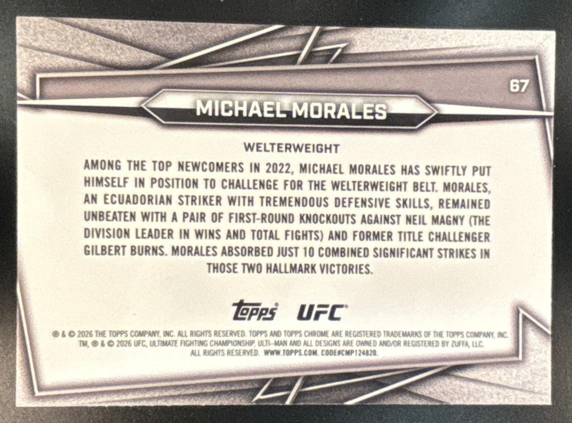 2026 Topps Chrome UFC Michael Morales Magenta Refractor /399 #67 - Sports Cards