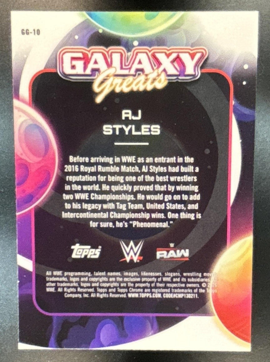2026 Topps Cosmic Chrome WWE AJ Styles Galaxy Greats /99 #GG-10 - Sports Cards