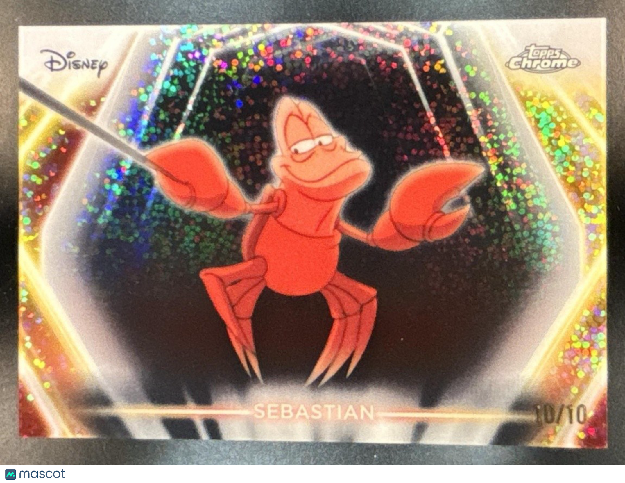 2026 Topps Disney Neon Sebastian Chrome Black Speckle 10/10 The Little Mermaid - Non-Sports Cards