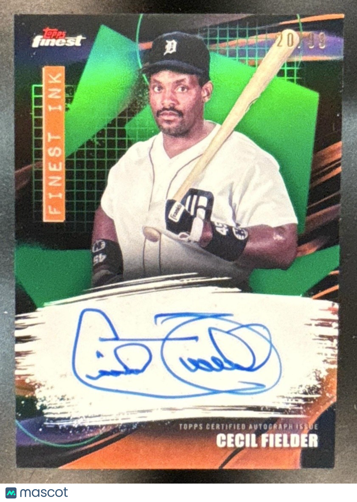 2026 Topps Finest Cecil Fielder Ink Auto Green /99 #FI-CFI Detroit Tigers - Sports Cards