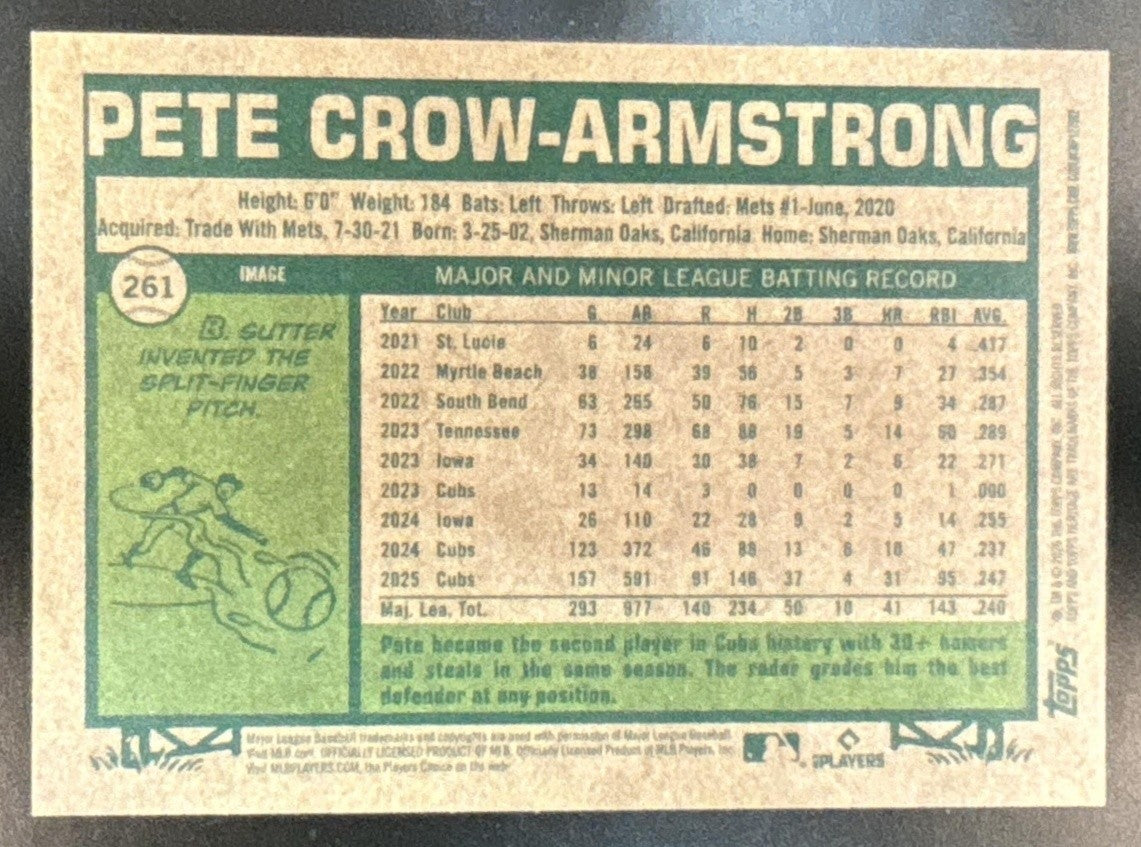 2026 Topps Heritage Pete Crow-Armstrong Image Variation #261 Chicago Cubs - Sports Cards