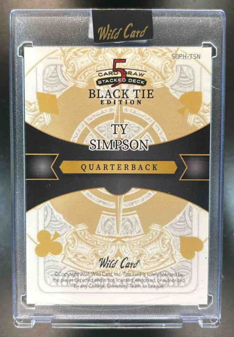2026 Wild Card 5 Draw Stacked Deck Black Tie Edition 1/1 Ty Simpson - Sports Cards